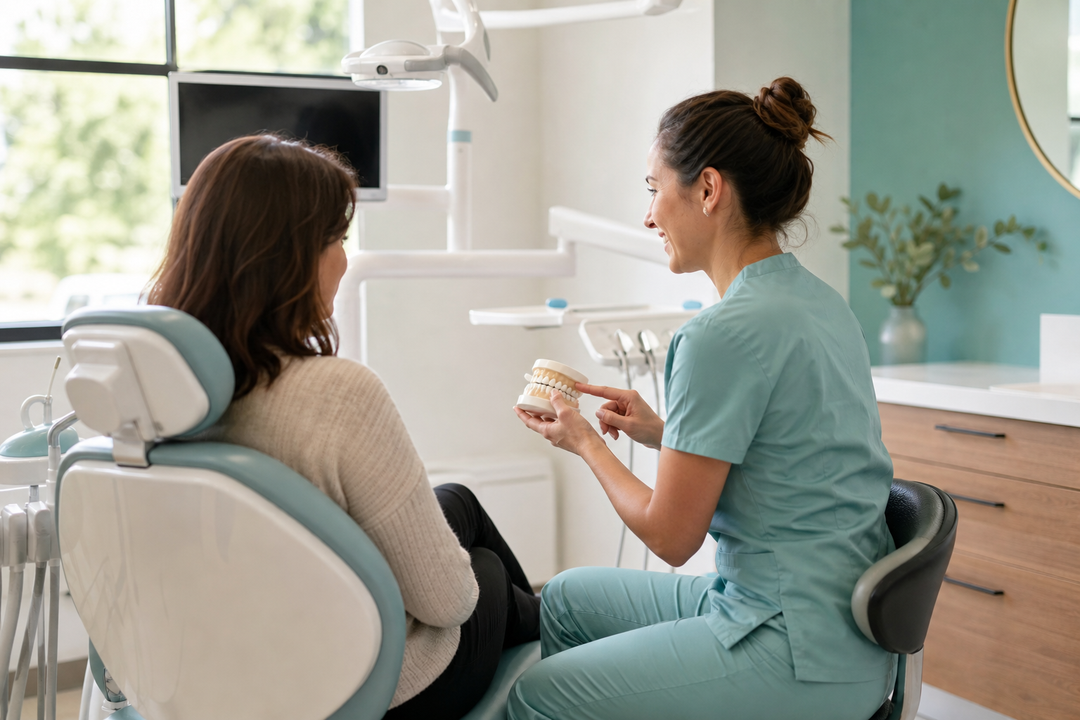 A clinician explaining a model to a patient
